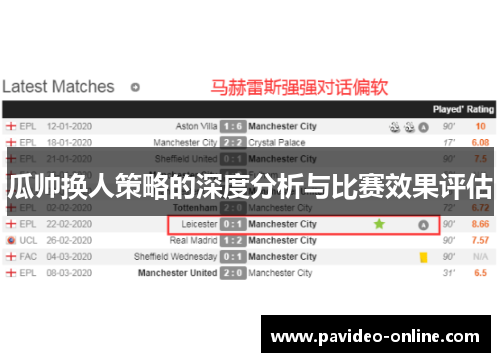 瓜帅换人策略的深度分析与比赛效果评估