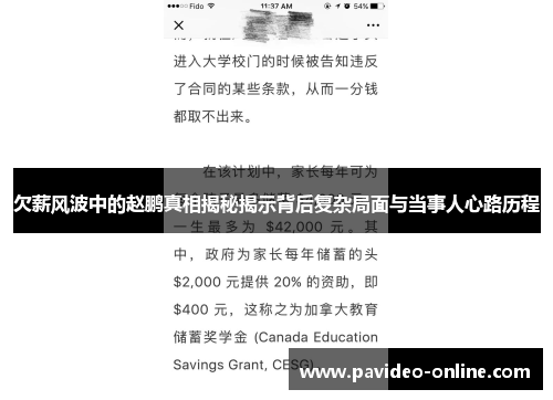 欠薪风波中的赵鹏真相揭秘揭示背后复杂局面与当事人心路历程