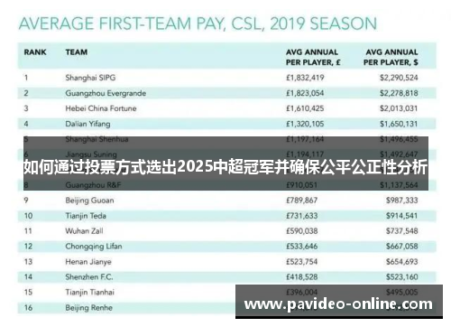 如何通过投票方式选出2025中超冠军并确保公平公正性分析