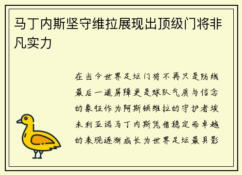 马丁内斯坚守维拉展现出顶级门将非凡实力
